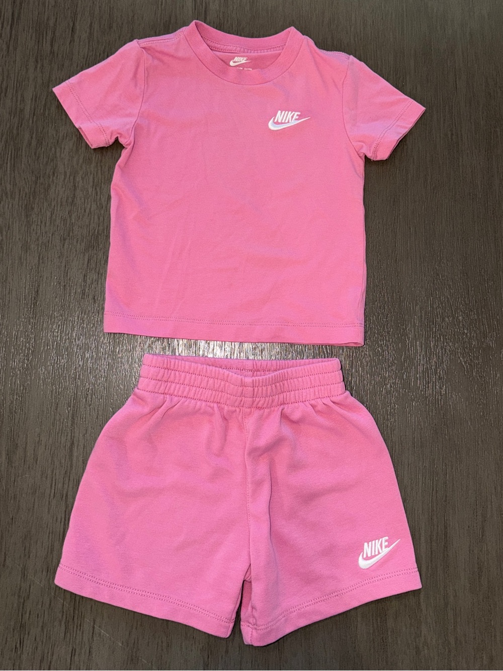 Nike Girls Pinkish/Purple Short Sleeve Tee & Elastic Waist Shorts Set